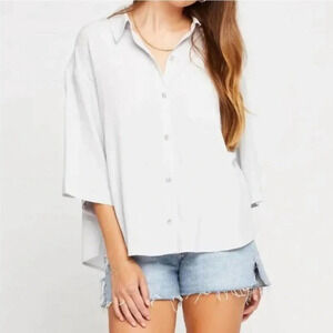 NWT Gentle Fawn Short Sleeve Collar Button Down Lilac Top Shirt XS